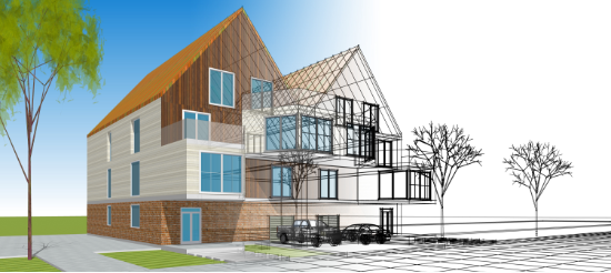 CAD-Konstuktion eines Holzbau-Anbaus