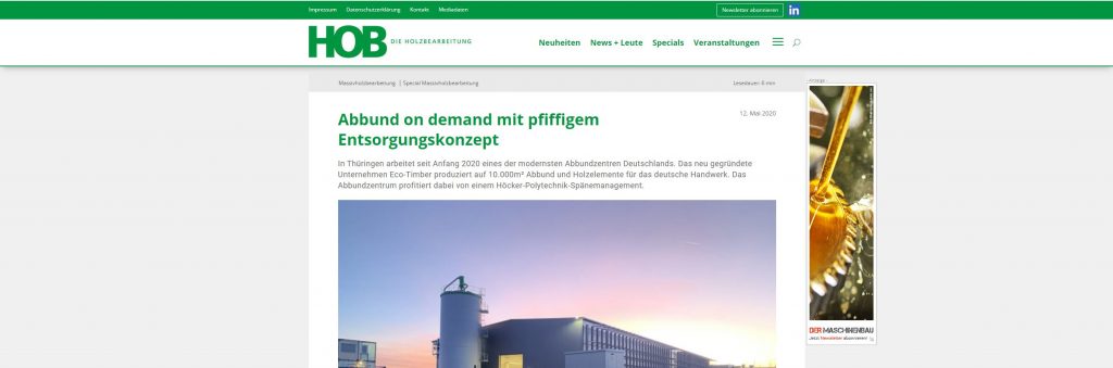 Artikel von HOB Die Holzbearbeitung über das Abbundzentrum ECO-TIMBER